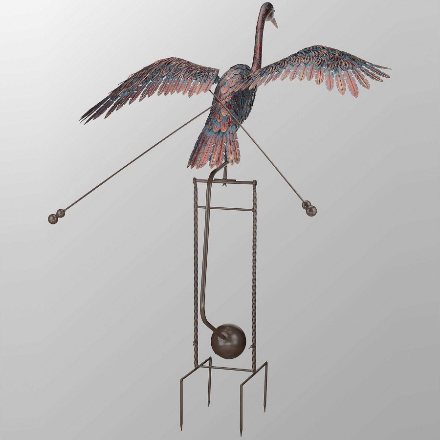 Home Accents Touch of Class | Kinetic Rocking Crane Outdoor Garden Sculpture