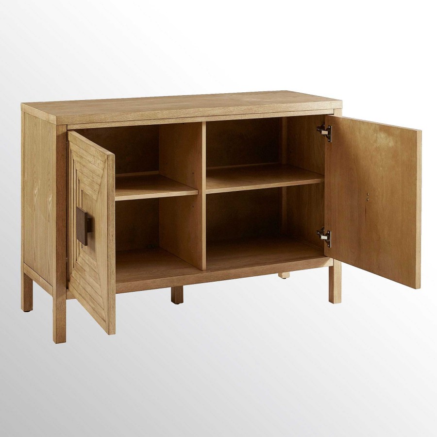 Furniture Touch of Class | Paige Natural Finished Solid Wood Storage Cabinet With Two Doors