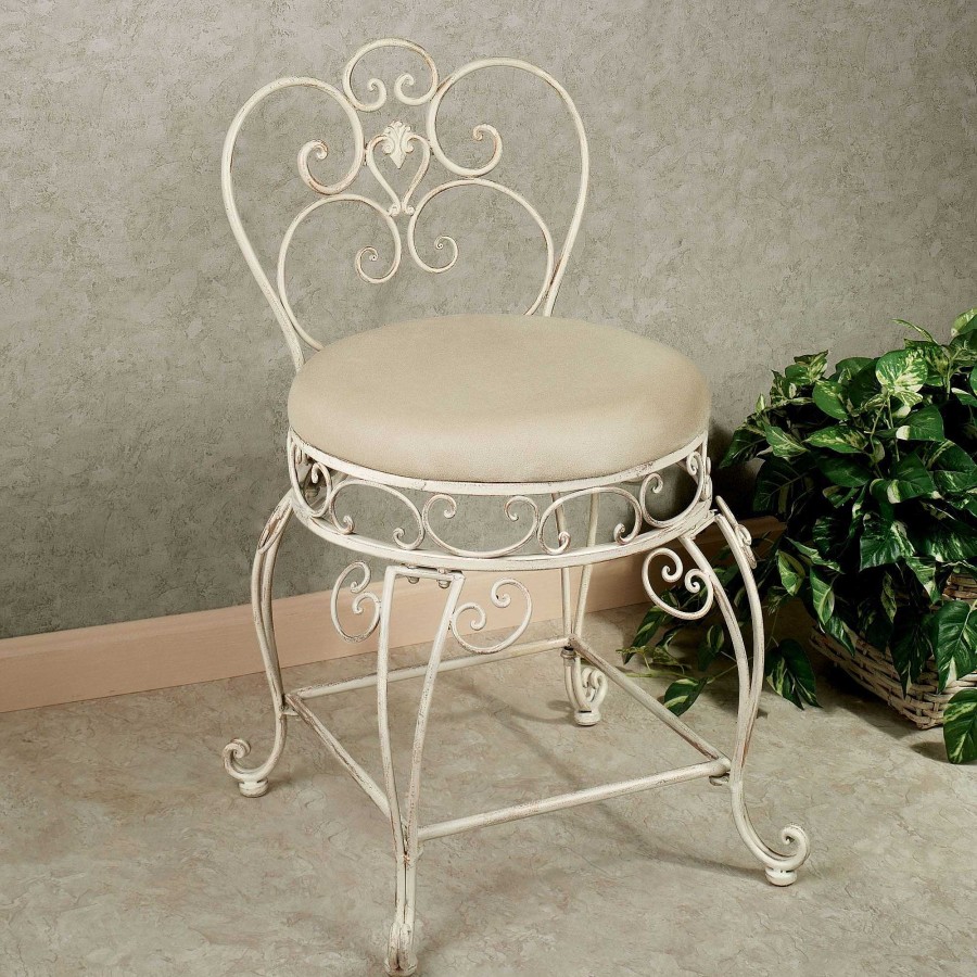 Bath Touch of Class | Aldabella Creamy Gold Upholstered Vanity Chair