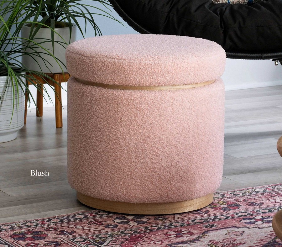 Furniture Touch of Class | Audrey Sherpa Round Storage Ottoman