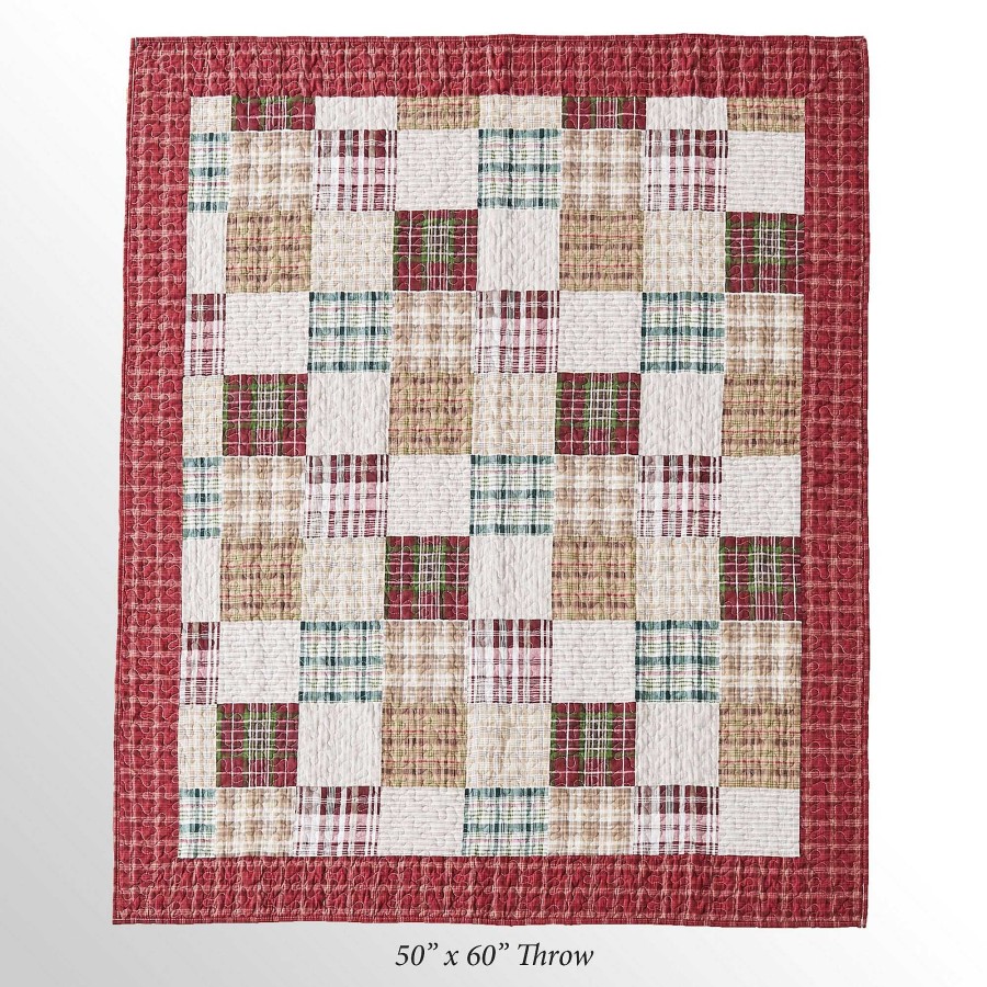 Bedding Touch of Class | Carlton Red Plaid Patchwork Throw Blanket