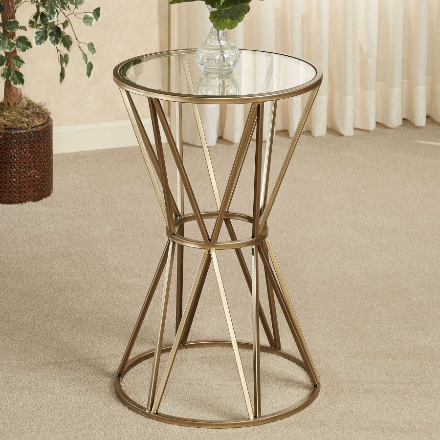 Furniture Touch of Class | Presley Gold Metal Round Accent Table