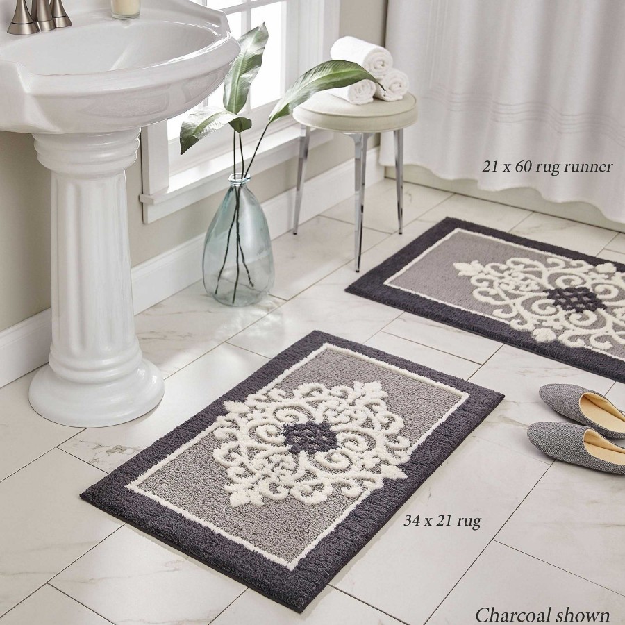 Bath Touch of Class | Griffin Medallion Nonskid Bath Rugs Sky Blue