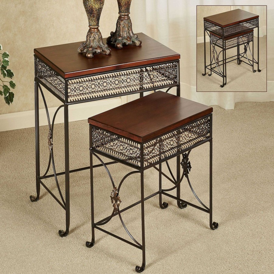 Furniture Touch of Class | Charleston Wood And Metal Nesting Table Set Of Two