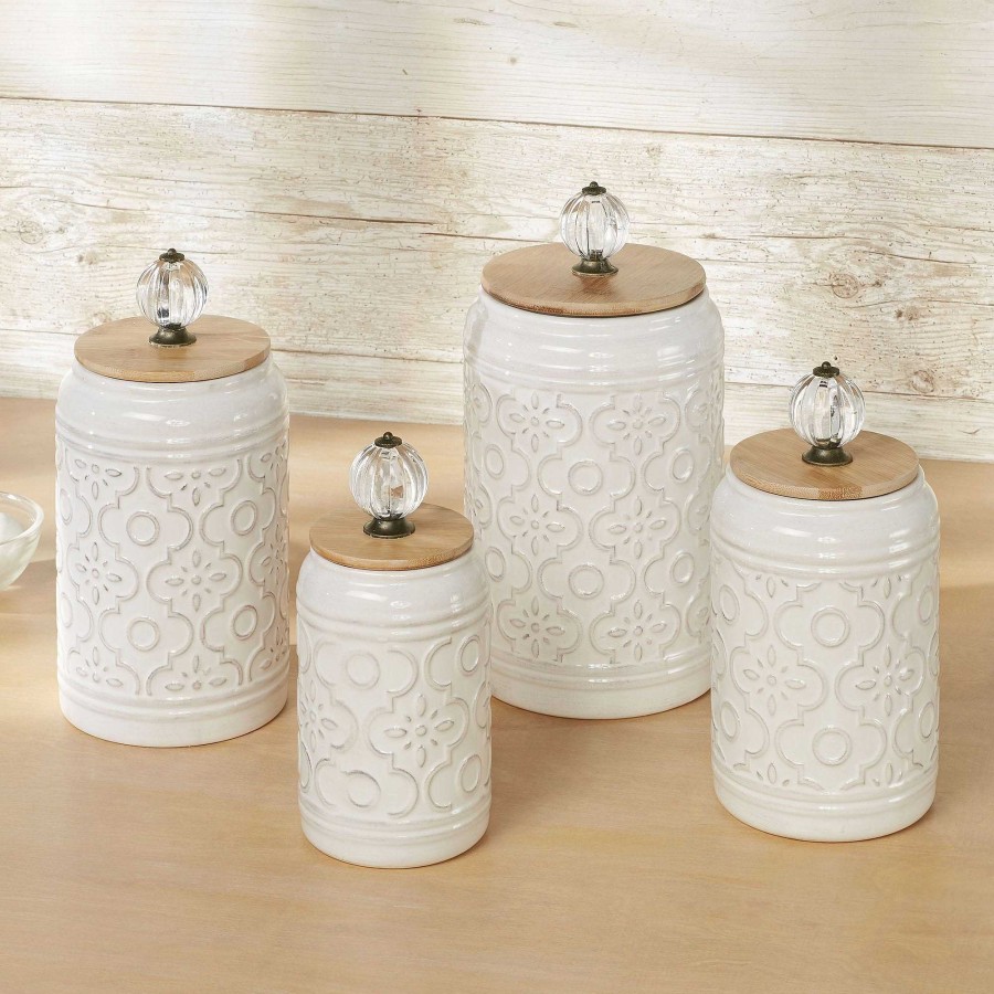 Kitchen Touch of Class | Bria Ivory Ceramic Kitchen Canister Set Of 4