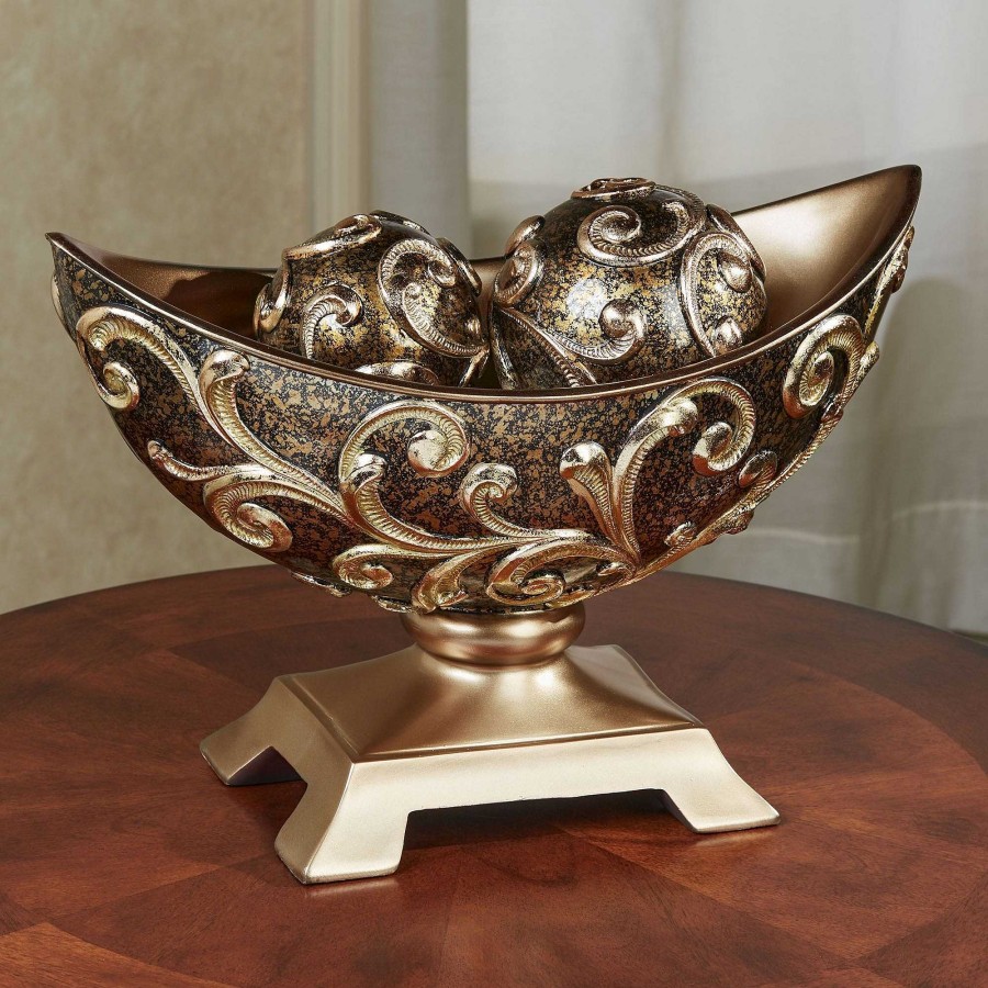 Home Accents Touch of Class | Augustus Bronze And Gold Scroll Decorative Centerpiece Bowl And Orbs Set