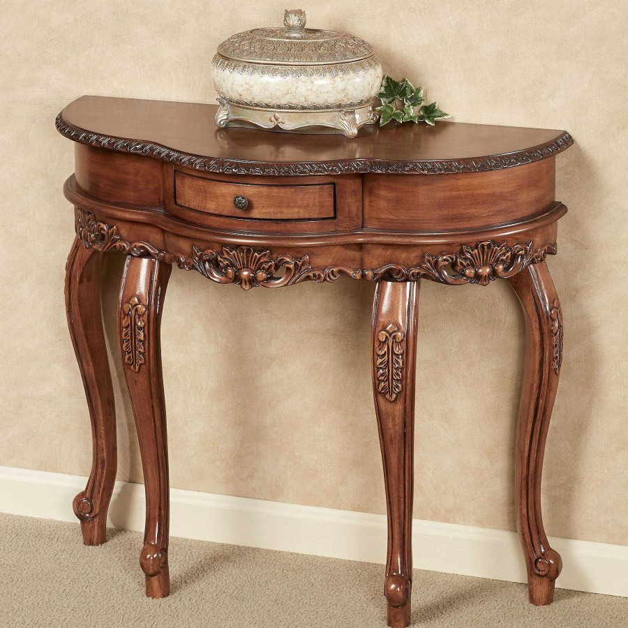 Furniture Touch of Class | Delegato Ii Faux Burl Natural Cherry Wooden Console Table