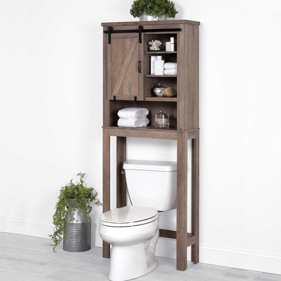 Bath Touch of Class | Farmhouse Weathered Gray Wooden Bathroom Space Saver