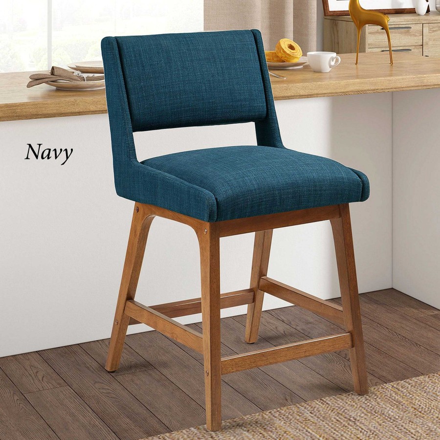 Kitchen Touch of Class | Boomerang Modern Upholstered Solid Wood Counter Stool