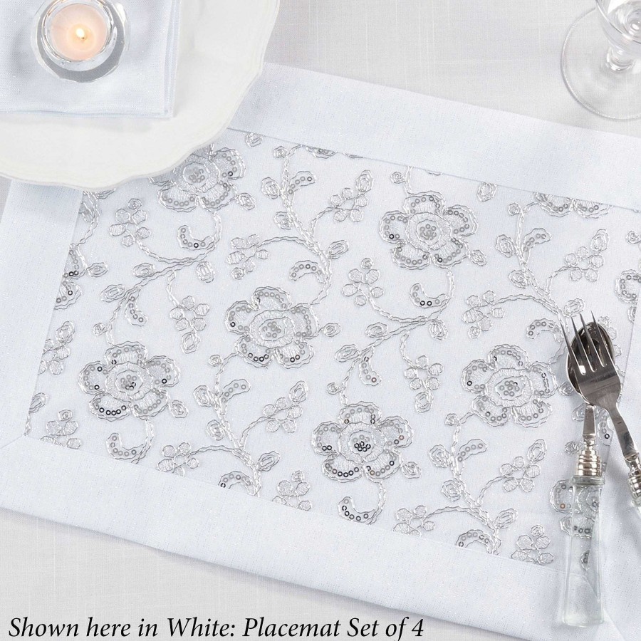 Kitchen Touch of Class | Floral Elegance Embroidered Sequined Table Linens