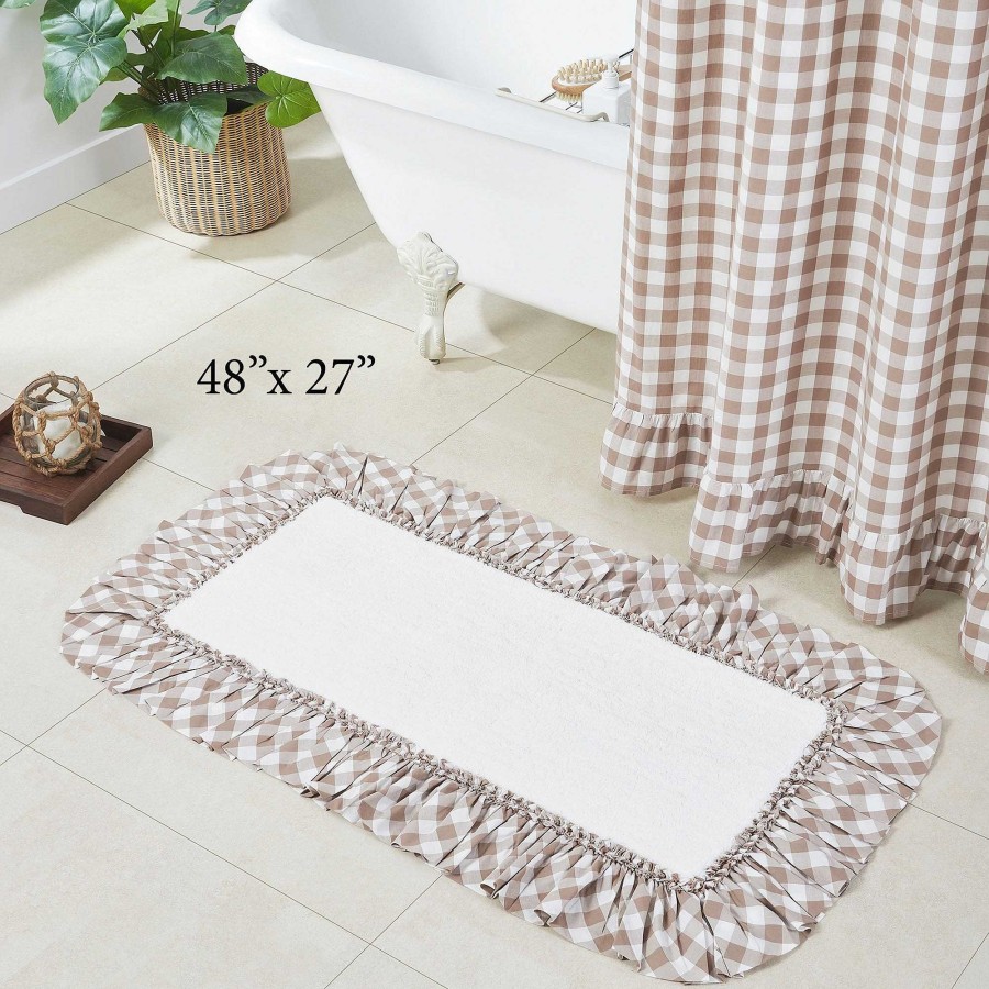 Bath Touch of Class | Annie Portabella Brown Plaid Ruffled Bath Mats By April & Olive