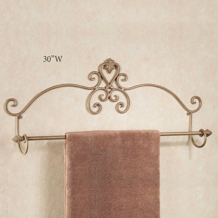 Bath Touch of Class | Aldabella Scroll Satin Gold Wall Mount Towel Bar