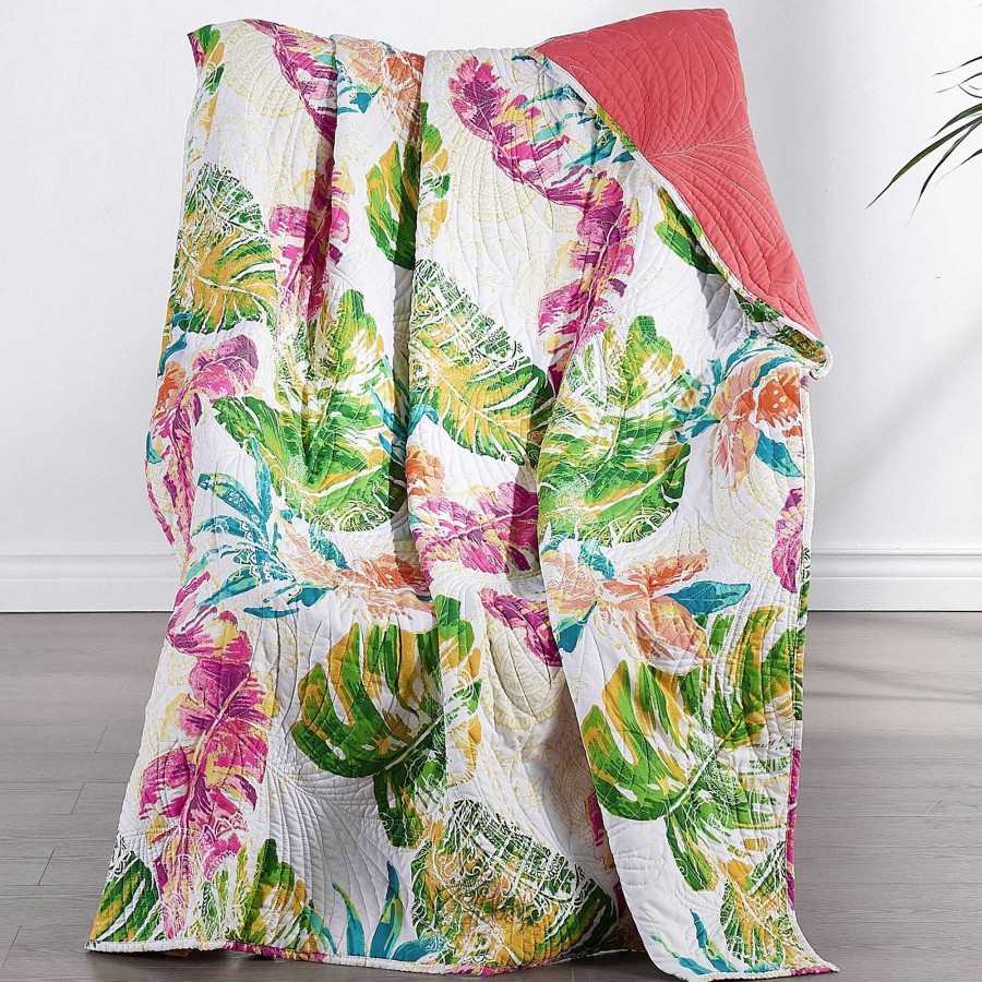 Bedding Touch of Class | Tropics Reversible Quilted Throw Blanket