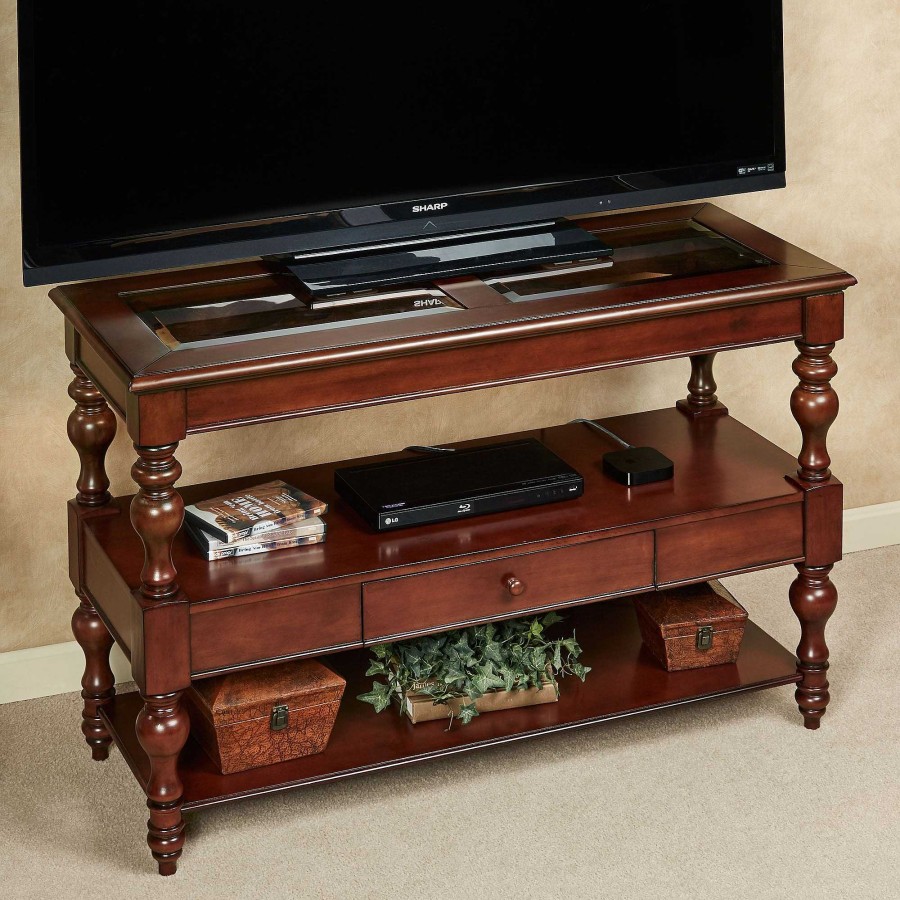 Furniture Touch of Class | Mcgillis Dark Classic Cherry Finished Wooden Console Table