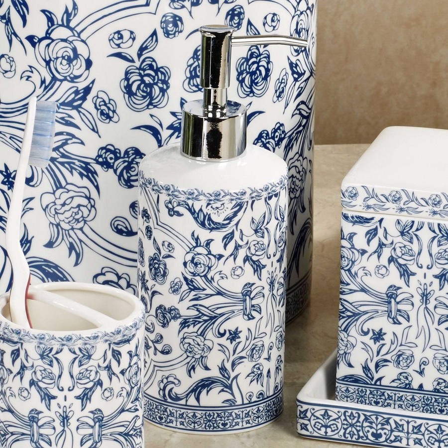 Bath Touch of Class | Orsay Blue Toile Porcelain Bath Accessories