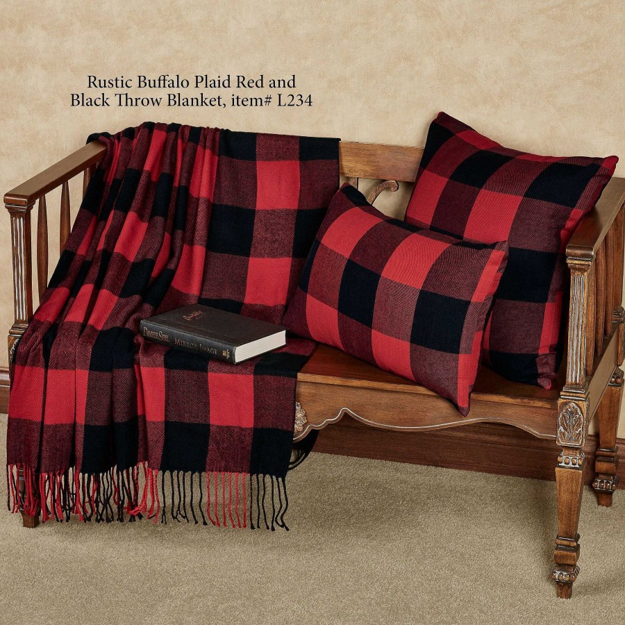 Bedding Touch of Class | Rustic Buffalo Plaid Red And Black Pillows