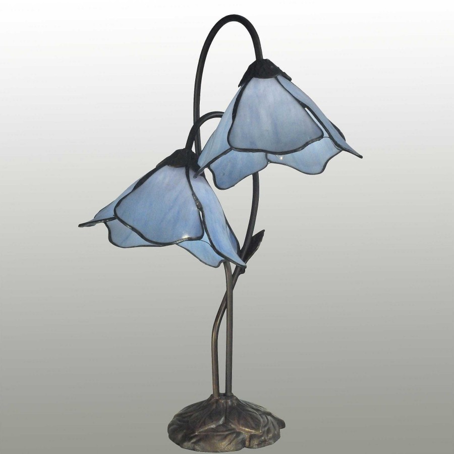 Home Accents Touch of Class | Peolking Twin Blue Lily Accent Lamp By Dale Tiffany