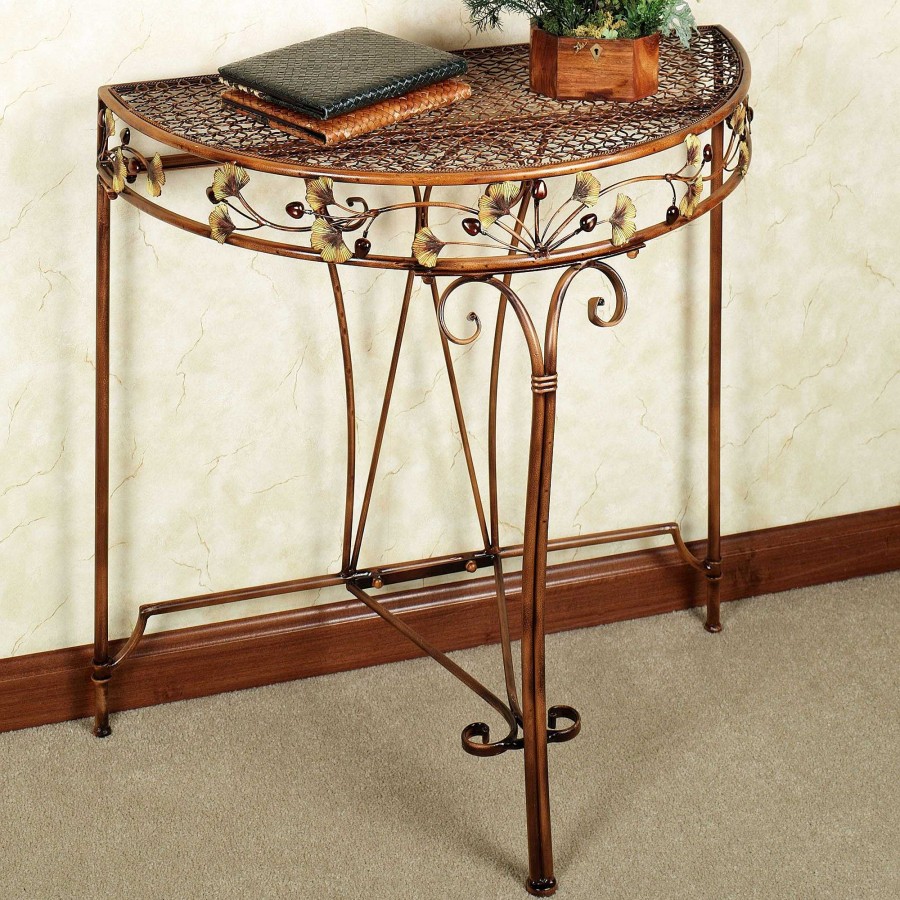 Furniture Touch of Class | Ginkgo Leaf Metal Console Table