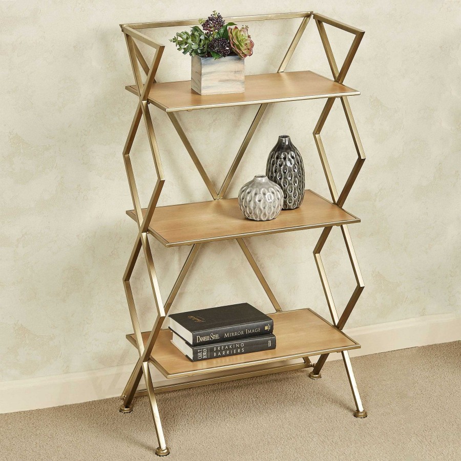 Furniture Touch of Class | Jamie Gold Modern Three Tier Floor Shelf