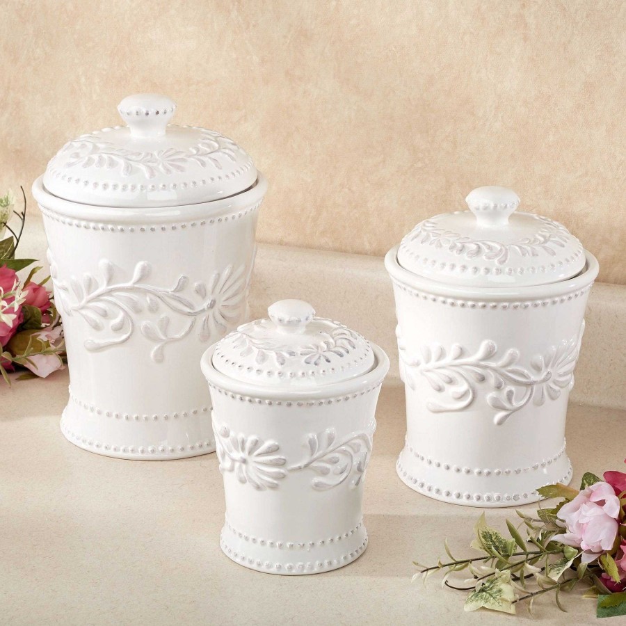 Kitchen Touch of Class | Anca Leaf White Kitchen Canister Set