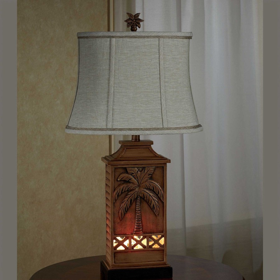 Home Accents Touch of Class | Island Palm Tree Tropical Table Lamp With Nightlight Base