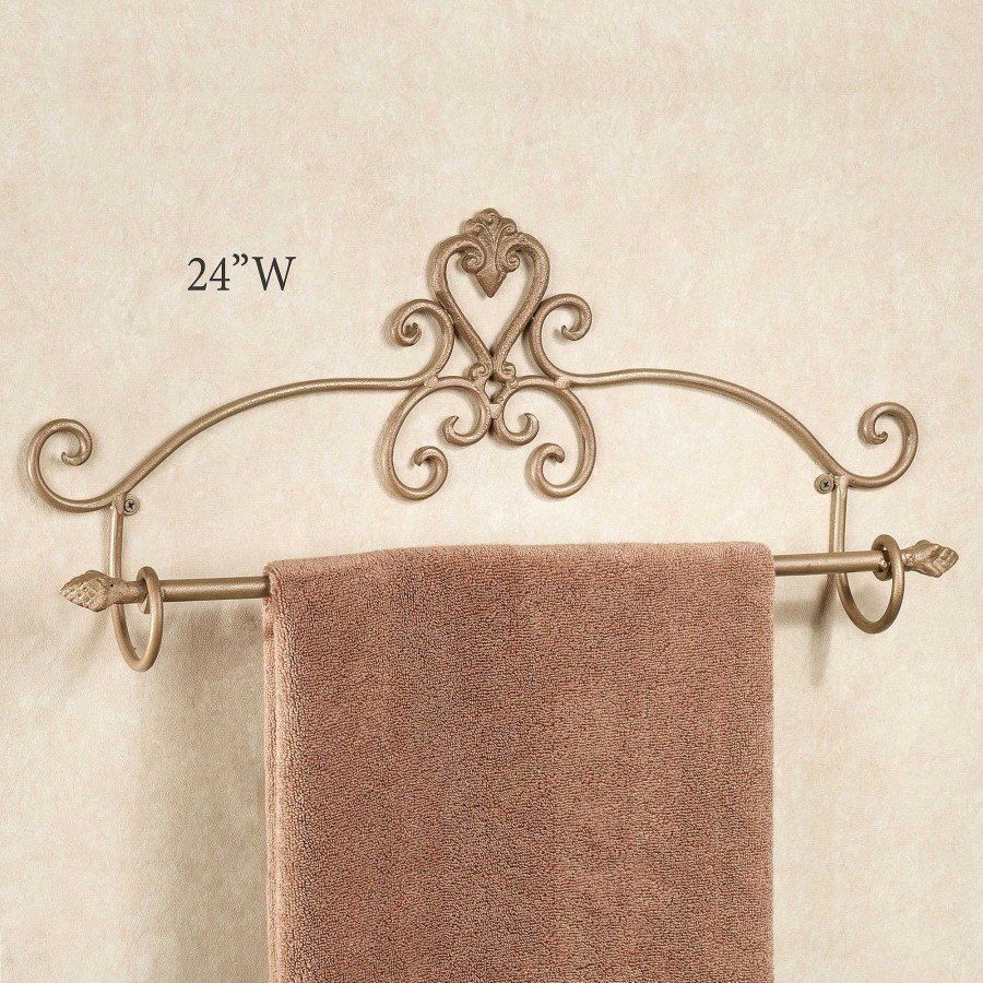 Bath Touch of Class | Aldabella Scroll Satin Gold Wall Mount Towel Bar