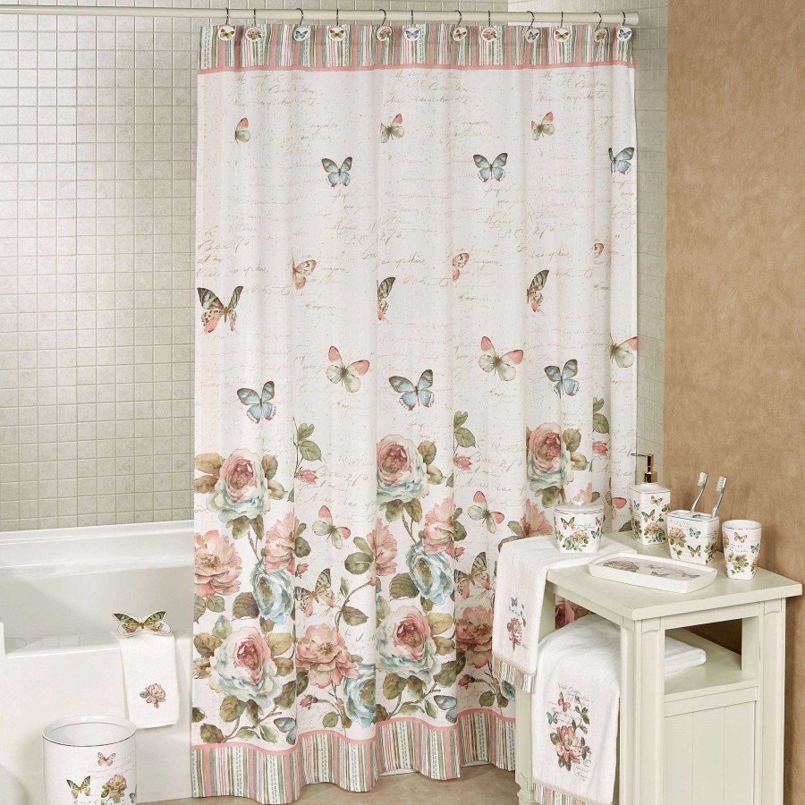 Bath Touch of Class | Butterfly Garden Embellished Shower Curtain