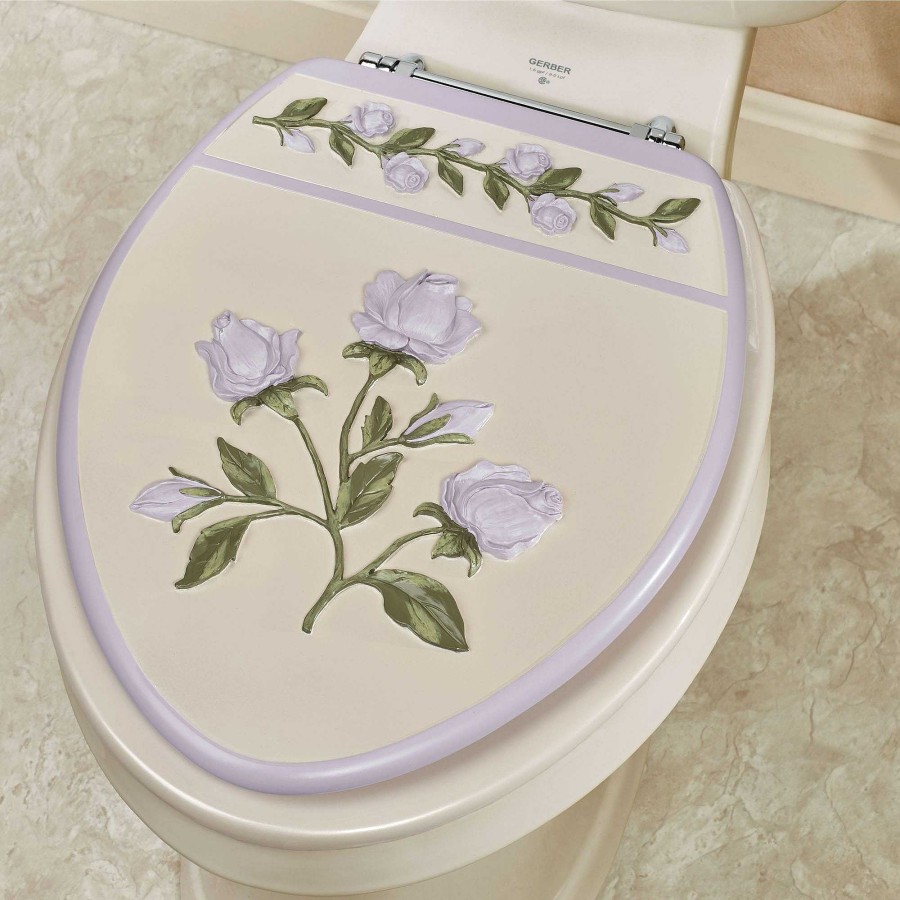 Bath Touch of Class | Enchanted Rose Lavender Floral Elongated Toilet Seat