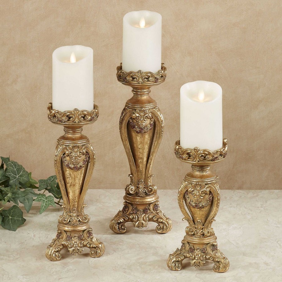 Home Accents Touch of Class | Angelique Aged Gold Candleholder Set