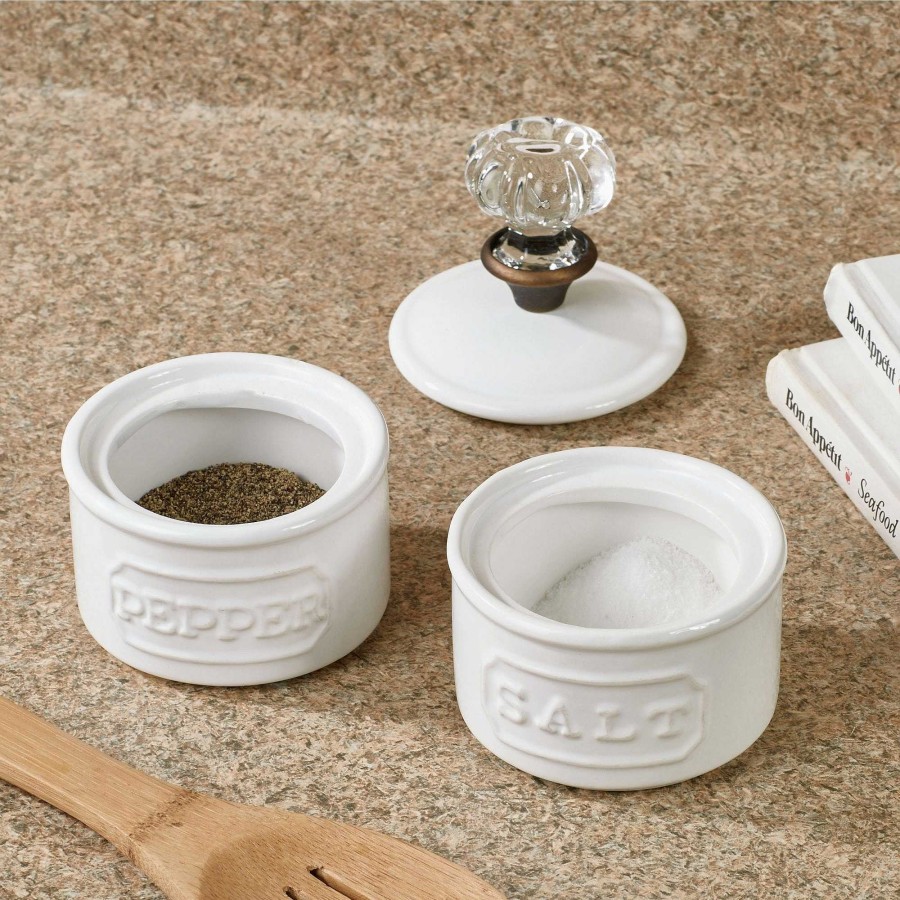 Kitchen Touch of Class | Circa Salt And Pepper Cellar Set With Knob Lid