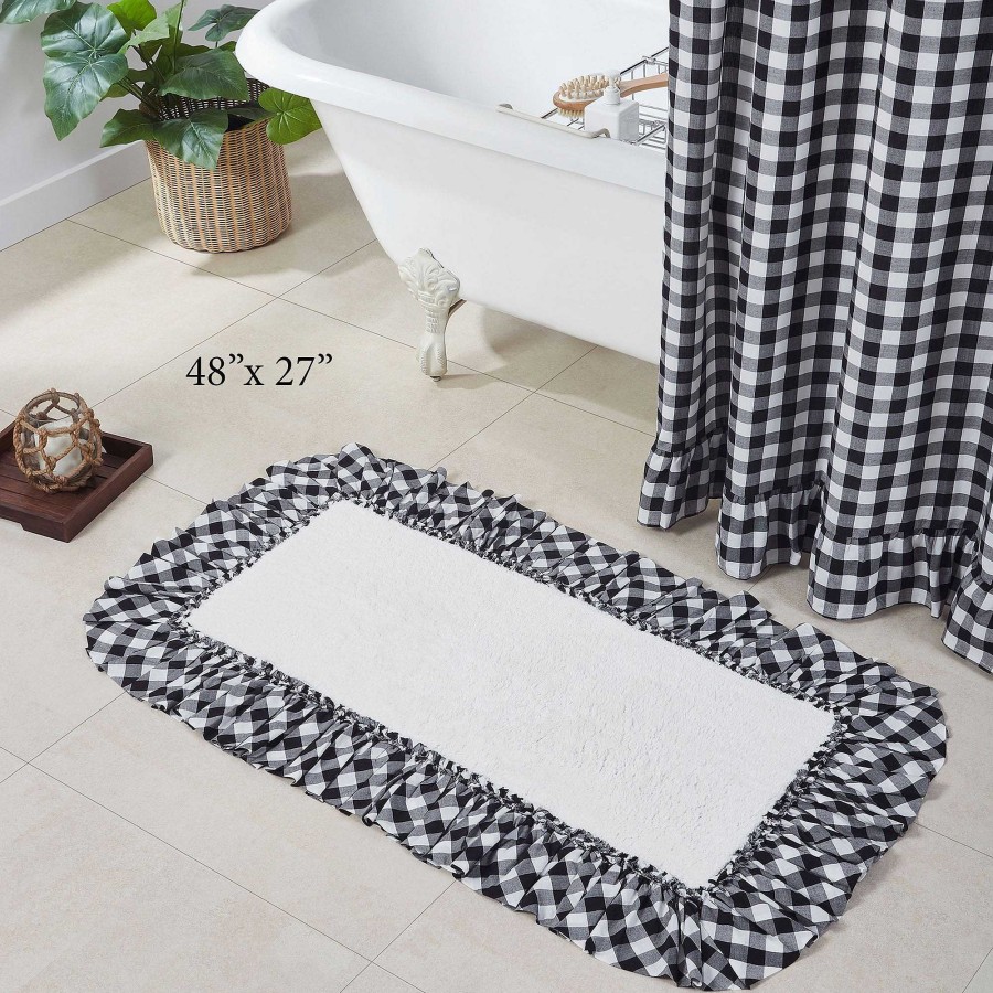 Bath Touch of Class | Annie Black Plaid Ruffled Bath Mats By April & Olive