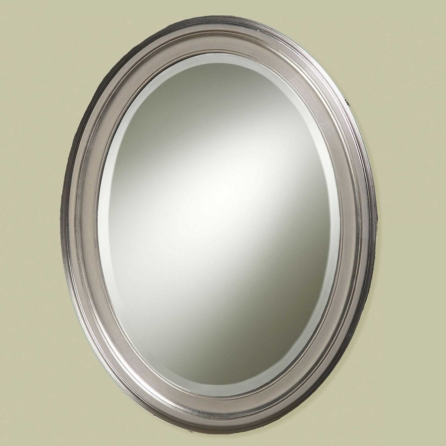 Bath Touch of Class | Loree Brushed Nickel Finish Oval Wall Mirror From Howard Elliott