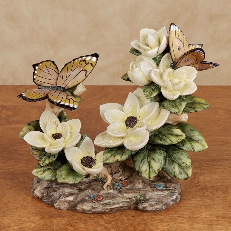 Home Accents Touch of Class | Magnolia Flower And Butterfly Table Sculpture