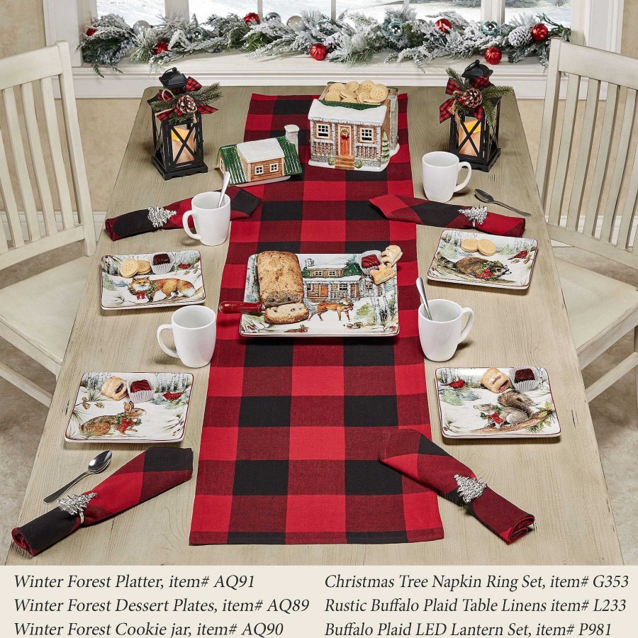 Kitchen Touch of Class | Rustic Buffalo Plaid Red And Black Table Linens