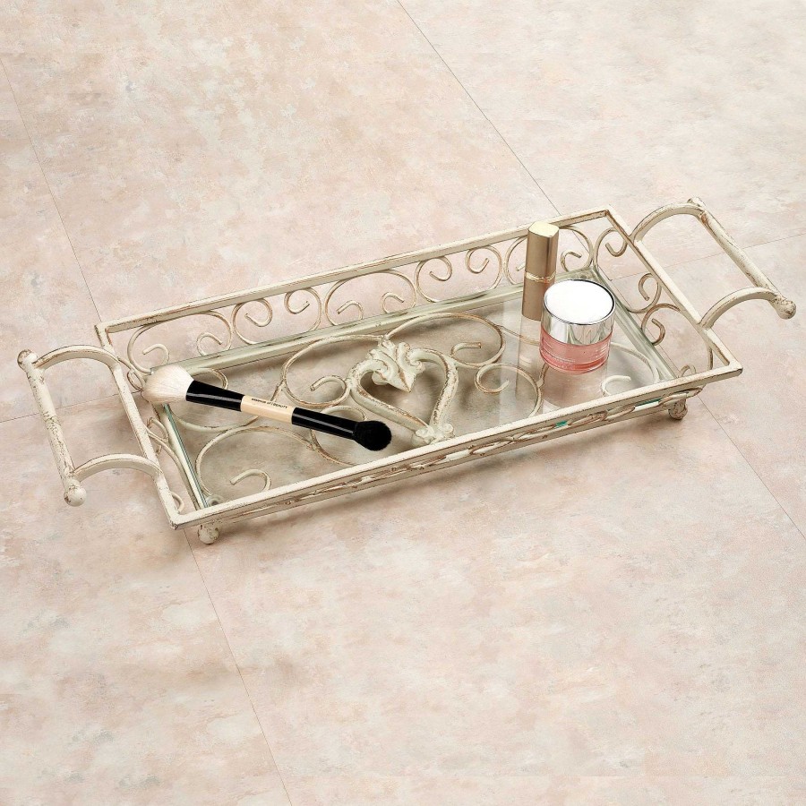 Bath Touch of Class | Aldabella Creamy Gold Vanity Tray With Handles