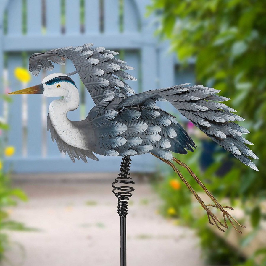 Home Accents Touch of Class | Heron Coiled Spring Bouncie Outdoor Yard Sculpture Stake