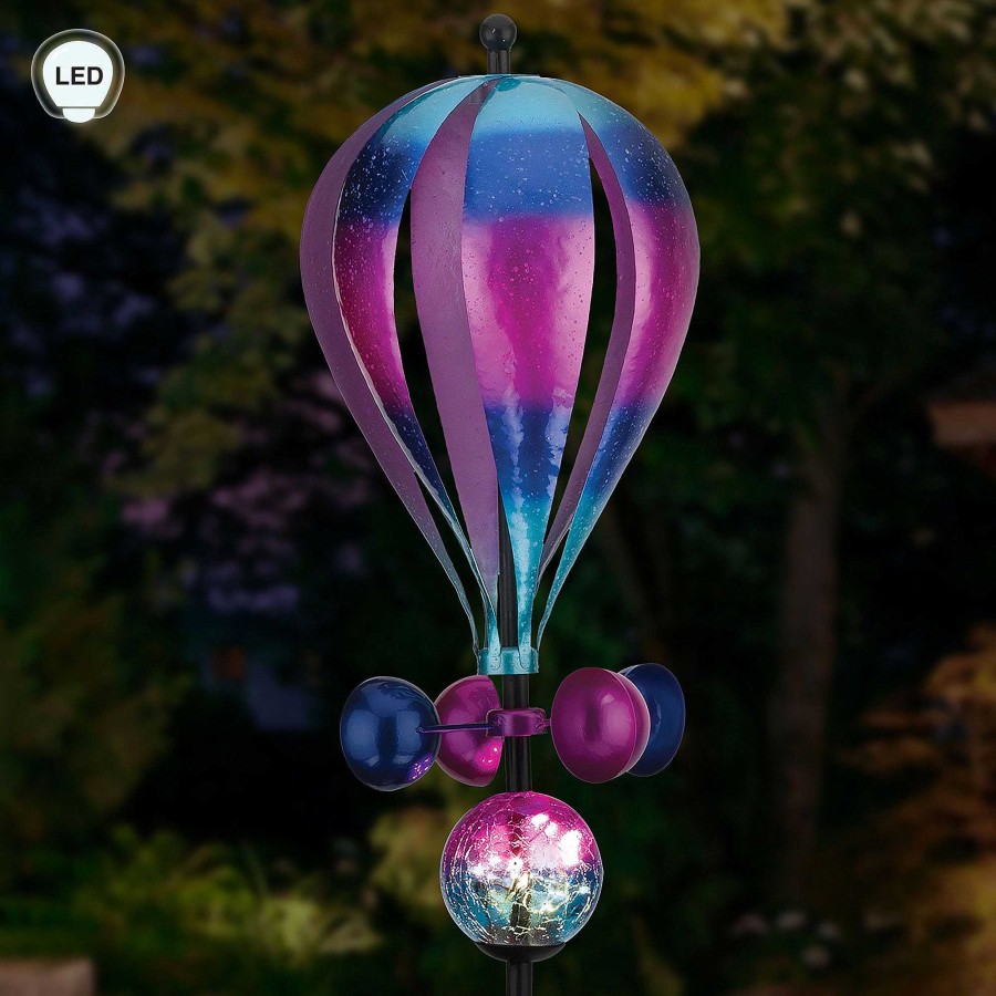 Home Accents Touch of Class | Alba Hot Air Balloon Solar Led Lighted Outdoor Garden Wind Spinner