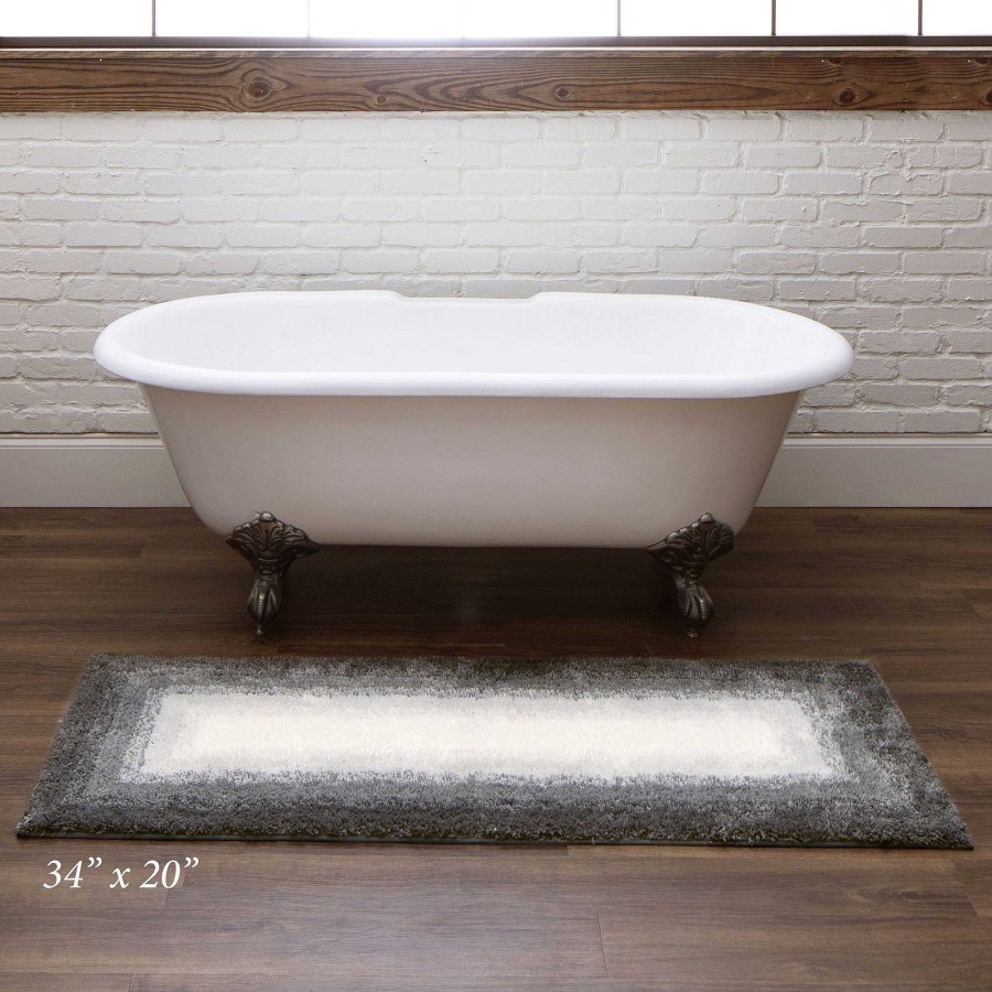 Bath Touch of Class | Dark Gray Ombre Border Plush Bath Rugs