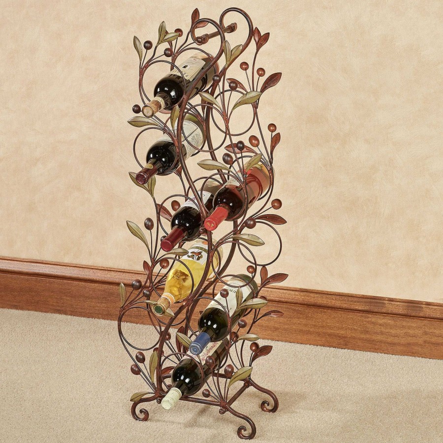 Kitchen Touch of Class | Catalonia Sage Leaf Metal Floor Wine Rack