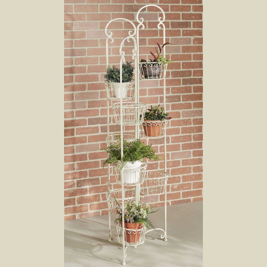 Furniture Touch of Class | Zaria Creamy Gold Indoor Outdoor Metal Plant Stand