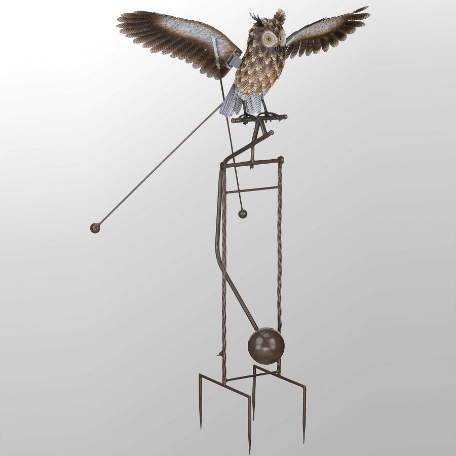 Home Accents Touch of Class | Kinetic Rocking Owl Outdoor Garden Sculpture