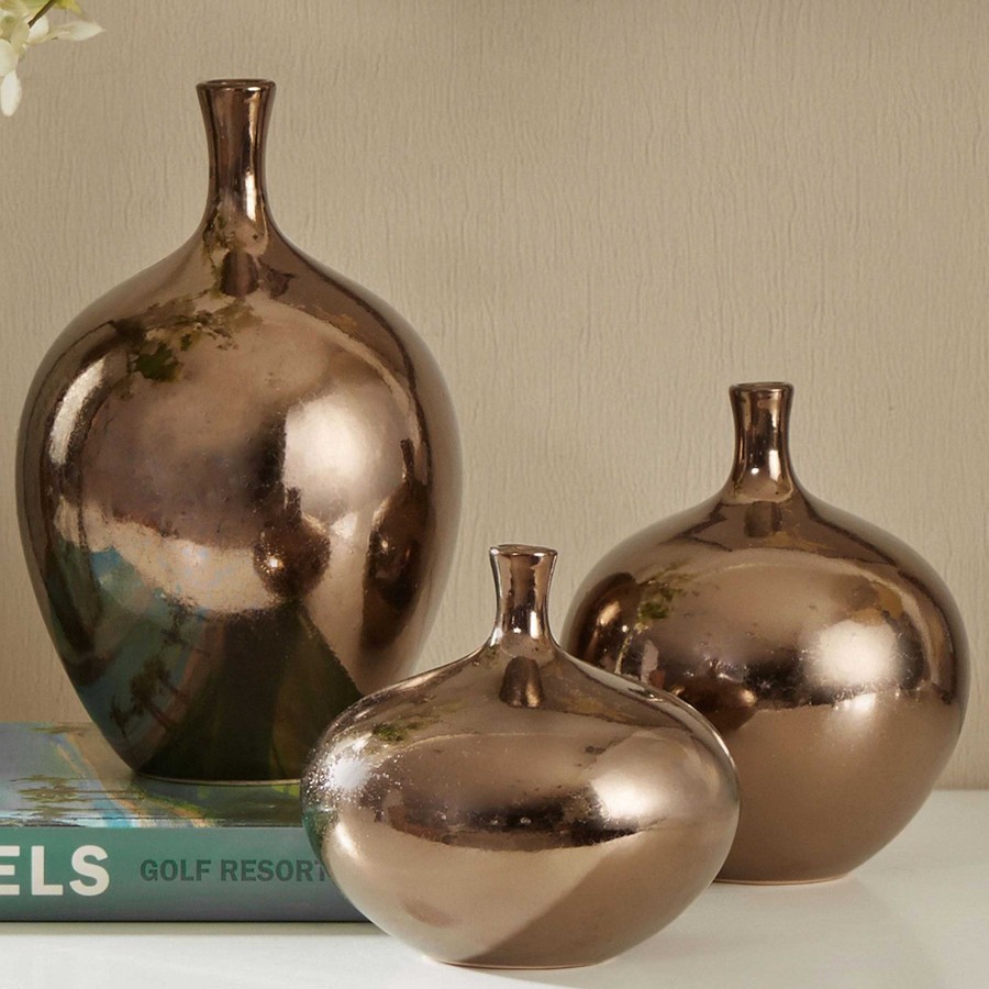 Home Accents Touch of Class | Ansen Metallic Bronze Ceramic Table Vase Set