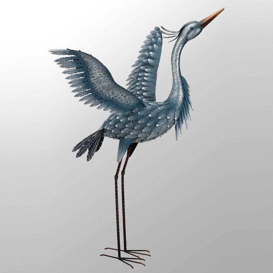 Home Accents Touch of Class | Grand Blue Heron Wings Up 47 Inch High Metal Outdoor Sculpture