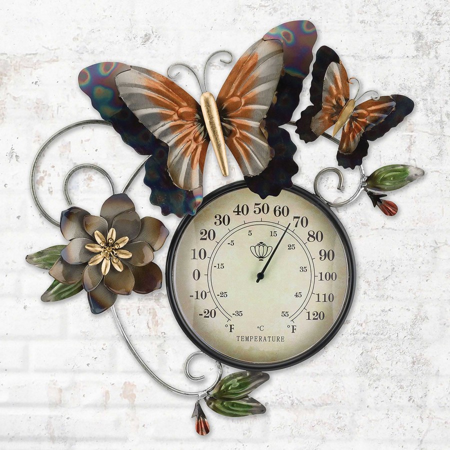 Home Accents Touch of Class | Butterfly Outdoor Thermometer Metal Wall Art