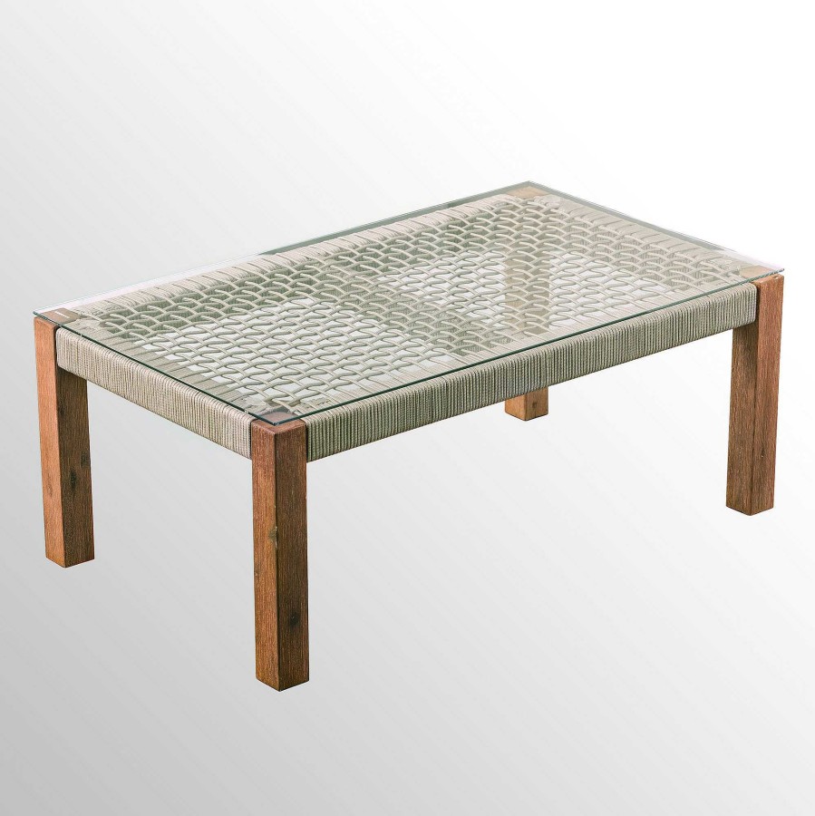 Furniture Touch of Class | Paradise Cove Indoor Outdoor Acacia Wood Coffee Table With Glass Top