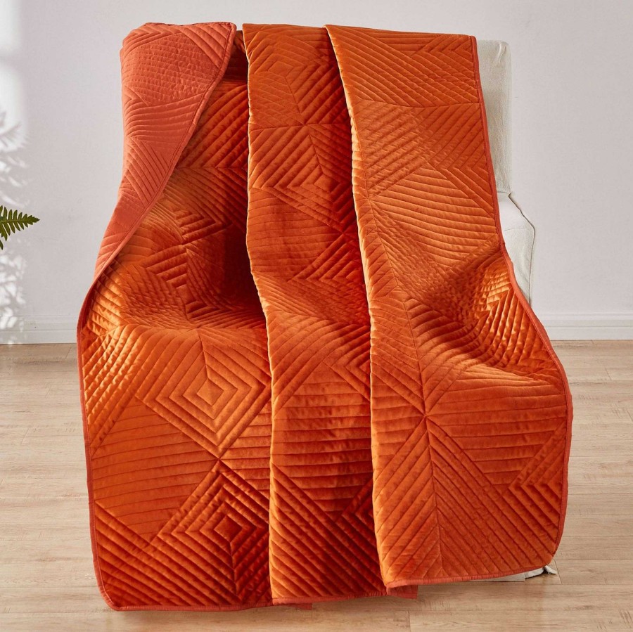 Bedding Touch of Class | Riviera Pumpkin Spice Polyester Velvet Throw Blanket By Barefoot Bungalow