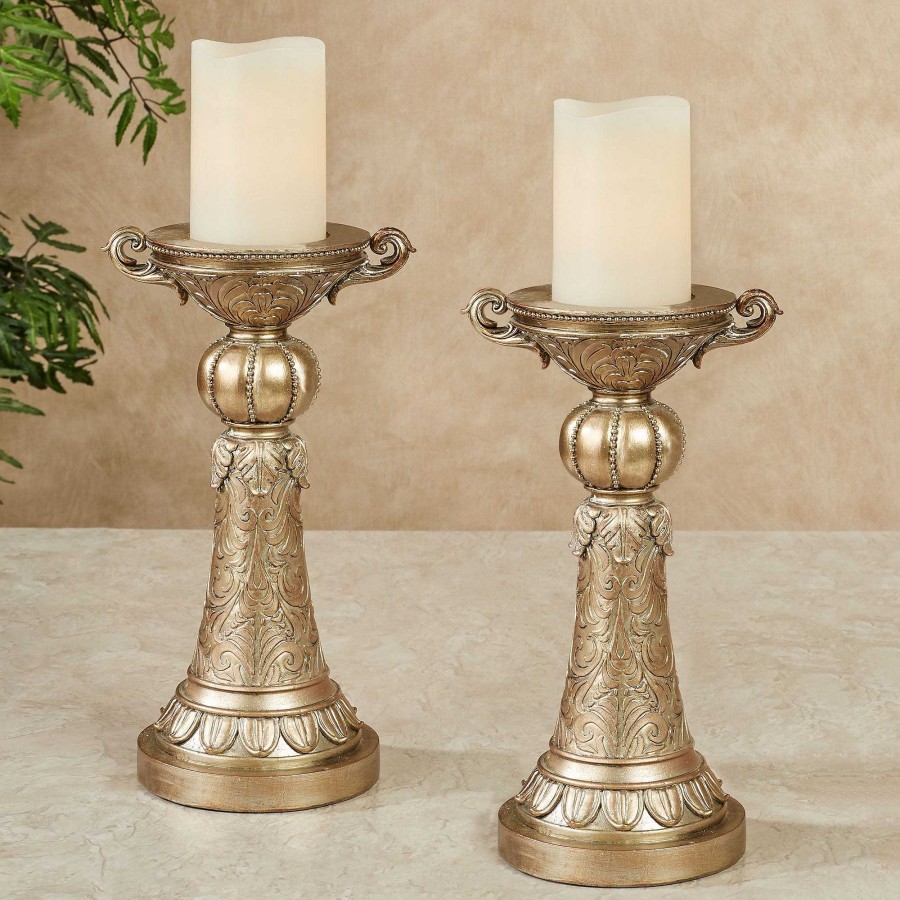 Home Accents Touch of Class | Myrian Satin Gold Candleholder Pair