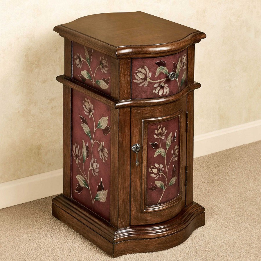 Furniture Touch of Class | Sophie Floral Wooden Chairside Cabinet