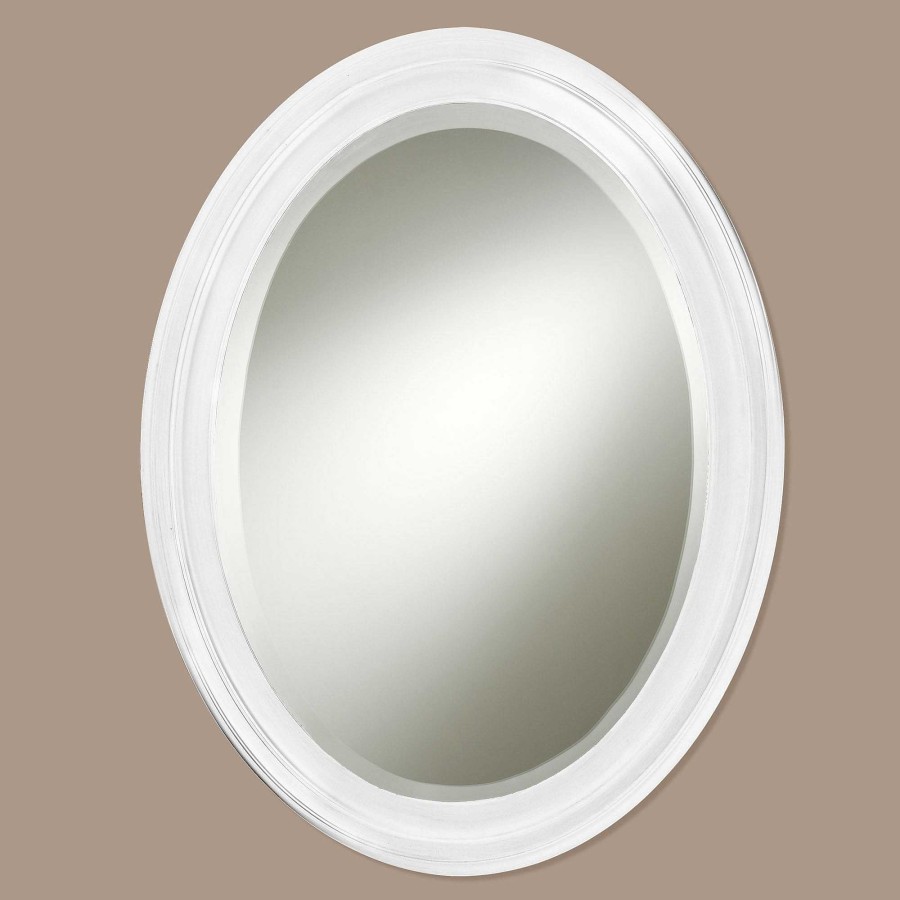 Bath Touch of Class | Loree White Oval Wall Mirror From Howard Elliott