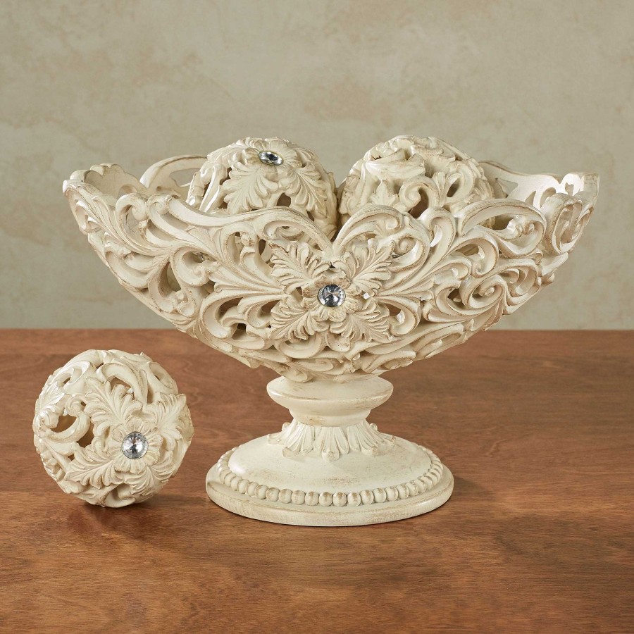 Home Accents Touch of Class | Ivory Openwork Decorative Centerpiece Bowl Or Orbs